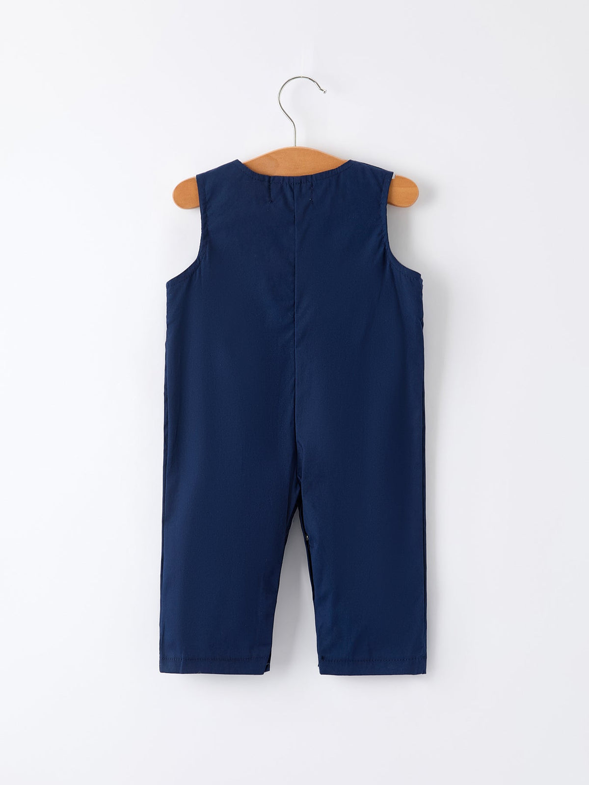 Christmas Navy Blue Nativity Smocking Embroidered Baby Boy Romper