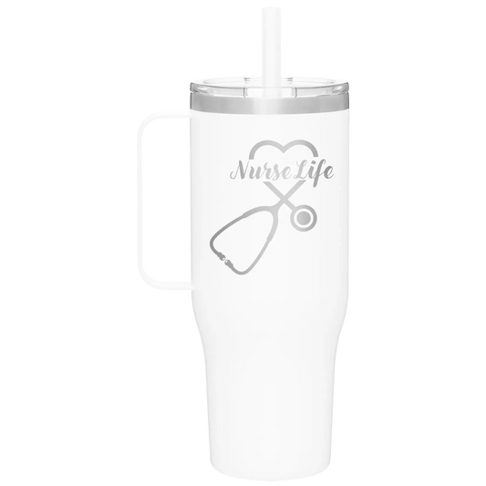 Nurse Life 40 oz Tumbler Mug | White